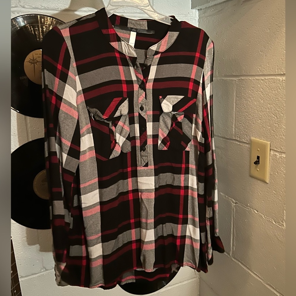 Plaid flannel blouse